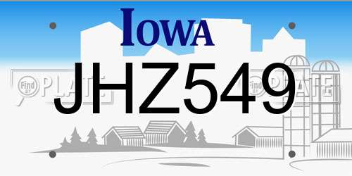 JHZ549 Iowa License Plate