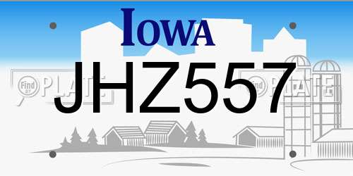 JHZ557 Iowa License Plate