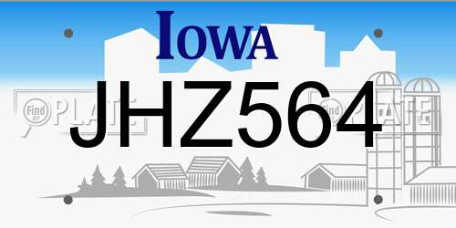 JHZ564 Iowa License Plate