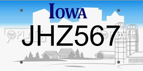 JHZ567 Iowa License Plate