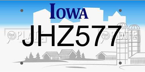 JHZ577 Iowa License Plate