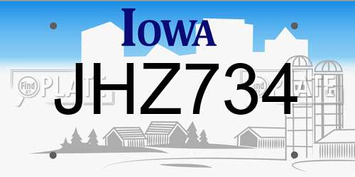 JHZ734 Iowa License Plate