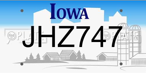 JHZ747 Iowa License Plate
