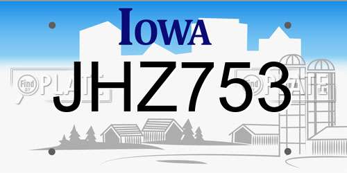 JHZ753 Iowa License Plate