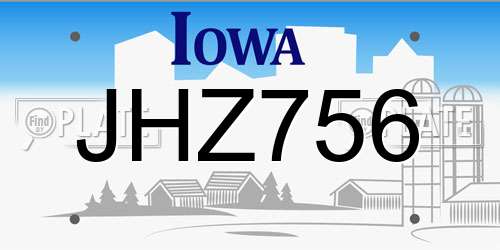 JHZ756 Iowa License Plate
