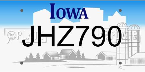 JHZ790 Iowa License Plate