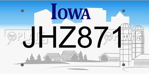 JHZ871 Iowa License Plate