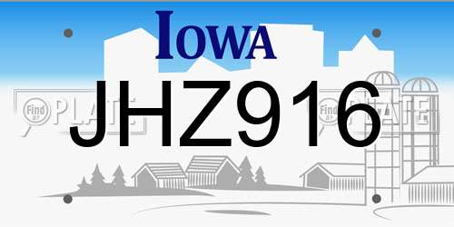 JHZ916 Iowa License Plate