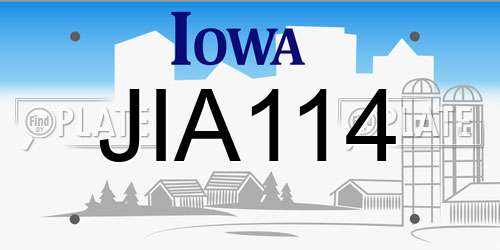 JIA114 Iowa License Plate