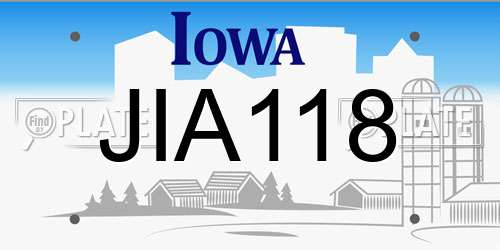 JIA118 Iowa License Plate
