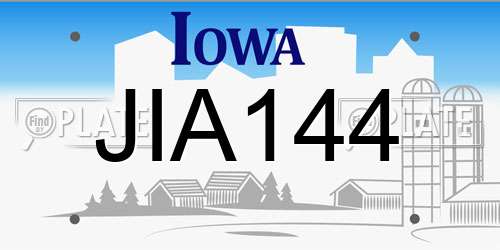 JIA144 Iowa License Plate