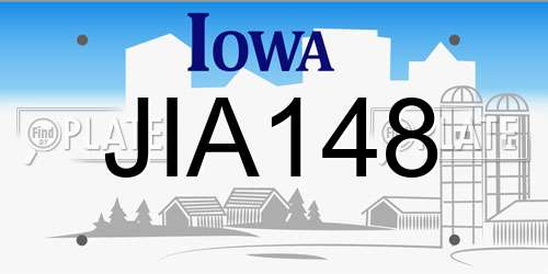 JIA148 Iowa License Plate