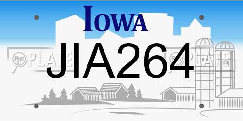 JIA264 Iowa License Plate