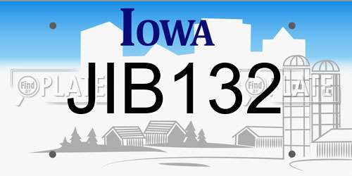 JIB132 Iowa License Plate