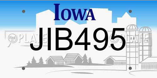 JIB495 Iowa License Plate