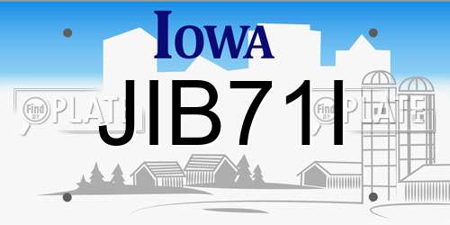JIB71I Iowa License Plate