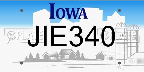 JIE340 Iowa License Plate