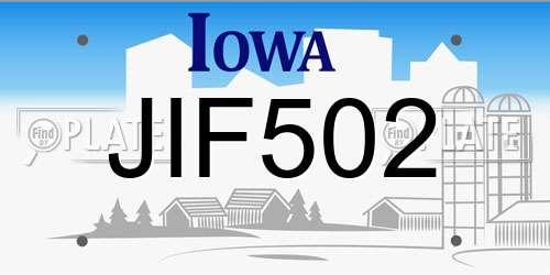 JIF502 Iowa License Plate