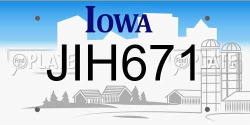 JIH671 Iowa License Plate