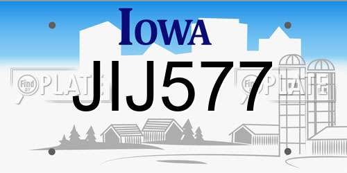 JIJ577 Iowa License Plate