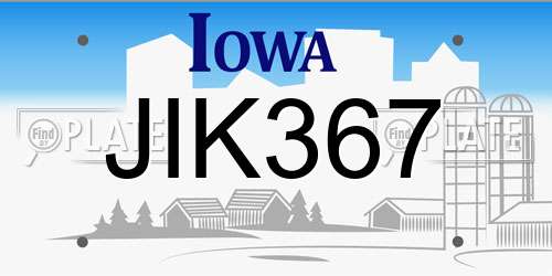 JIK367 Iowa License Plate