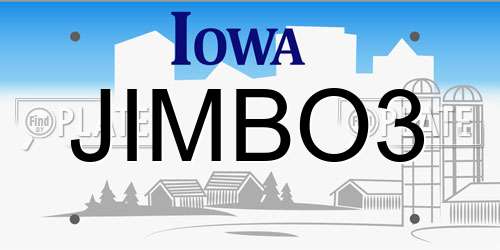 JIMBO3 Iowa License Plate