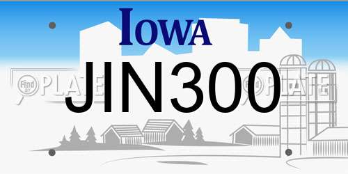 JIN300 Iowa License Plate