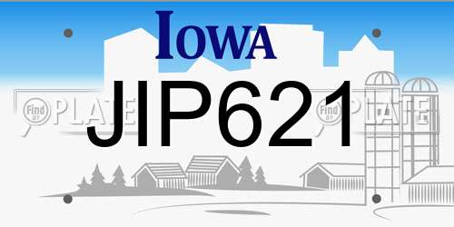 JIP621 Iowa License Plate