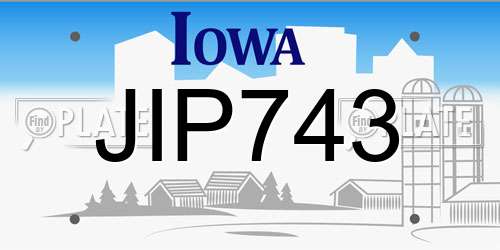 JIP743 Iowa License Plate