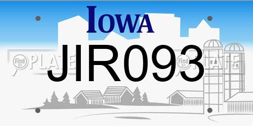 JIR093 Iowa License Plate