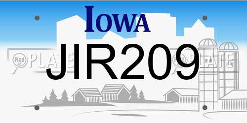 JIR209 Iowa License Plate