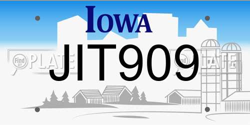 JIT909 Iowa License Plate