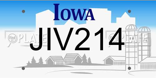 JIV214 Iowa License Plate