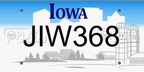 JIW368 Iowa License Plate