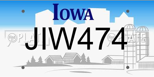 JIW474 Iowa License Plate
