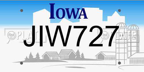 JIW727 Iowa License Plate
