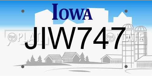 JIW747 Iowa License Plate