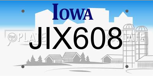 JIX608 Iowa License Plate
