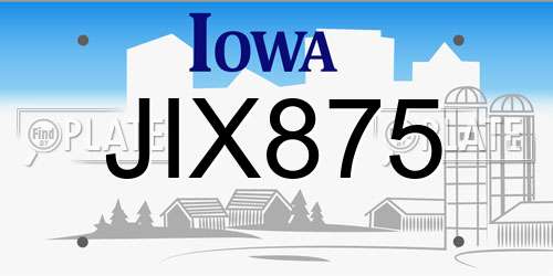 JIX875 Iowa License Plate