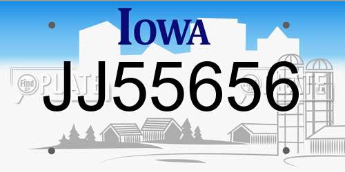 JJ55656 Iowa License Plate