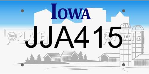 JJA415 Iowa License Plate