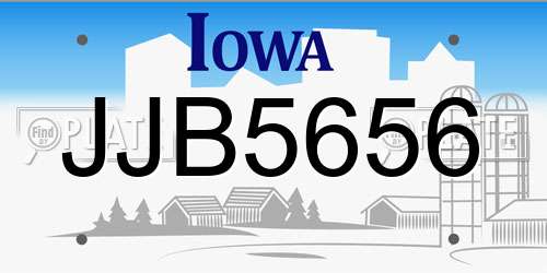 JJB5656 Iowa License Plate
