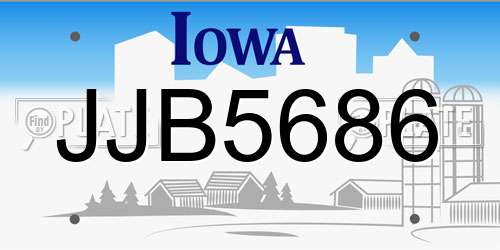 JJB5686 Iowa License Plate