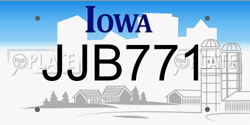 JJB771 Iowa License Plate