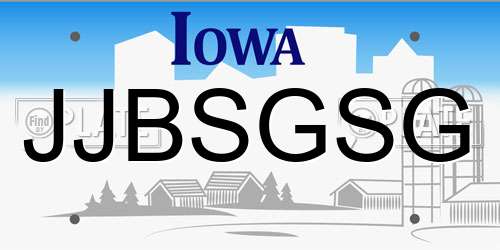 JJBSGSG Iowa License Plate