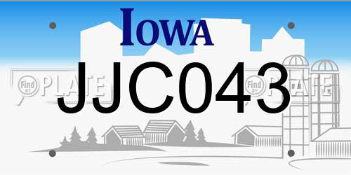 JJC043 Iowa License Plate