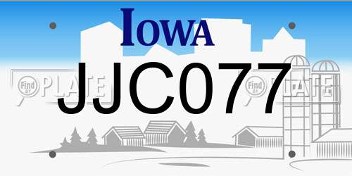 JJC077 Iowa License Plate
