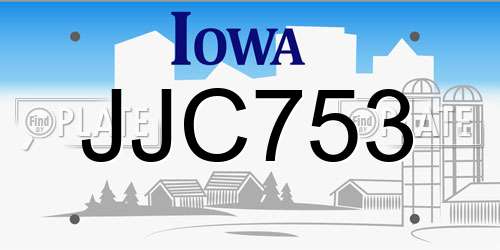 JJC753 Iowa License Plate