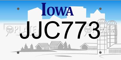 JJC773 Iowa License Plate