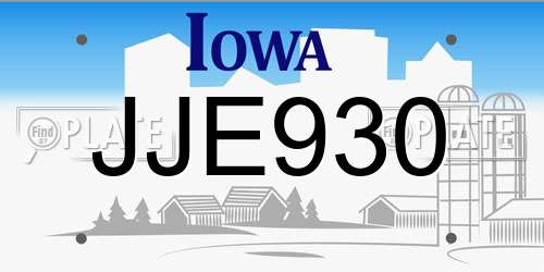 JJE930 Iowa License Plate